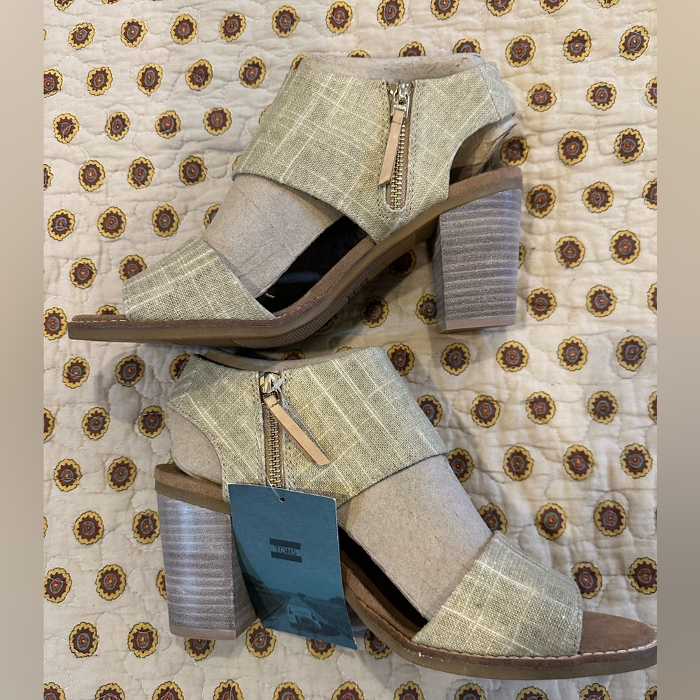 Toms Majorca Cutout Champagne Metallic Foil Woven Sandal Sz 10 NWT - Picture 6 of 10